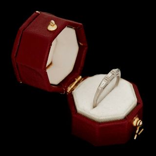 Antique Vintage Art Deco 14k White Gold Diamond Wedding Knifesedge Ring Sz 4.  25