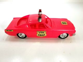 Vintage 1965 Ford Mustang Fire Chief Soft Plastic Toy Car 4 " X10.  5 " Usa