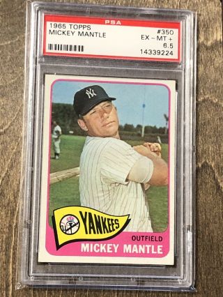 1965 Topps Mickey Mantle Psa 6.  5 Hof Yankees Vintage Baseball Card