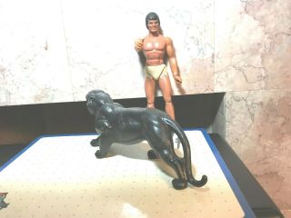 Vintage 1971 Mattel Big Jim Jeff Tarzan W/Black Panther 10” Jungle Cat E - 76 4