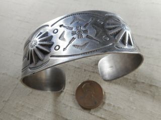 Fred Harvey Era Sterling Silver Navajo Bracelet With Repousse Maisel 