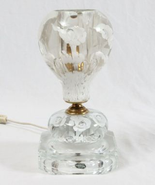 Vintage St.  Clair Glass Table Tv Lamp Art Glass White Trumpet Floral Paperweight