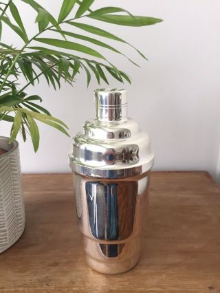 Vintage Art Deco Silver Plated Cocktail Shaker French C.  1930