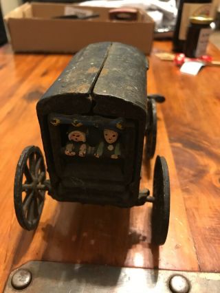 Vintage Cast Iron Metal Amish Horse Drawn Buggy Carriage Wagon with Driver,  Kids 3