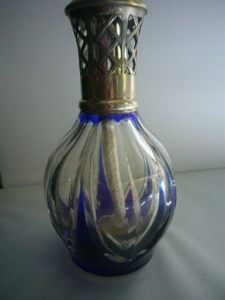 Antique Lampe Berger Paris Made In France Rare Crystal St Louis Blue 1930 - 1939
