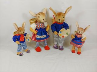 Vintage Kersa Bunny Easter Rabbit Family - Germany - Mohair / Felt Dolls - Steiff