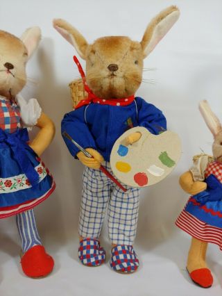 Vintage KERSA Bunny Easter Rabbit Family - Germany - Mohair / Felt Dolls - Steiff 4