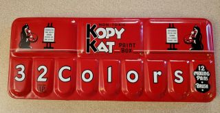 Vtg Kopy Kat Paint Box 32 Water Colors Metal Box American Crayon Co Light Use