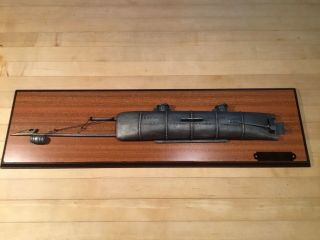 Fine Css H.  L.  Hunley Limited Civil War Plaque Mounted Model Submarine 26” X 7”
