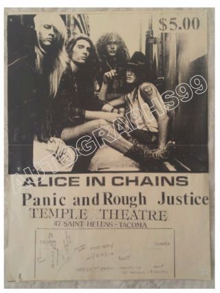 Alice In Chains Concert Flyer 1989 Very Rare Poster Flyer Ticket