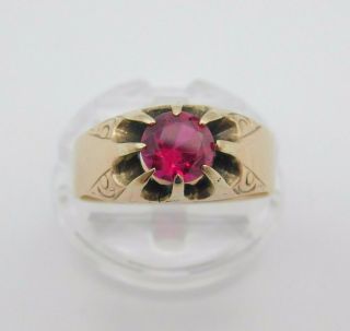 Antique 14k Yellow Gold Ruby Ring Size 9 1ct,