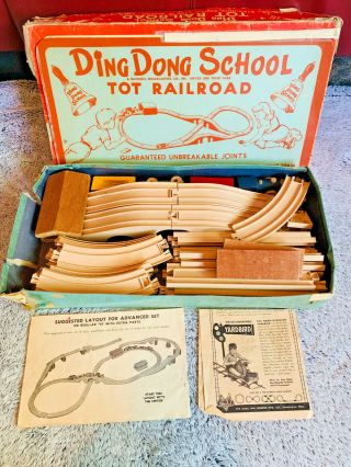 Ding Dong School Tot Railroad Set Plastic Track Wooden Trains Keystone Wood Inc