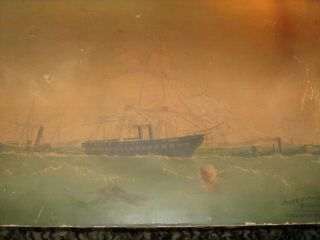 1868 marine sign atlantic iron ships civil war ironclad rare print 2