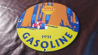 Vintage Shell 1931 Gasoline Porcelain Clam Gas Service Station Pump Plate Sign