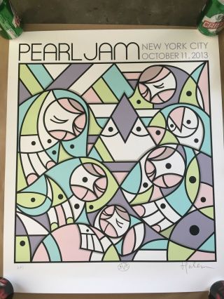 Pearl Jam York 13 Ap1 Poster Pendleton Rare Volcom Signed/doodled