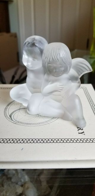 Lalique Baby Cherubs Twin Angels Figure Crystal Vintage