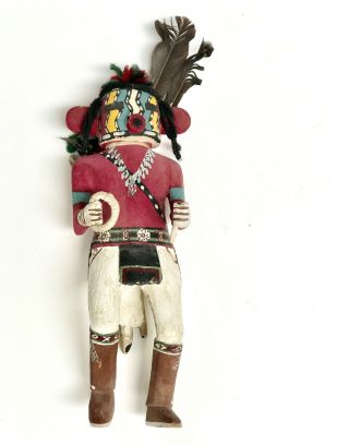 Great Antique / VTG Carved Painted KACHINA Figure HOPI ? w FEATHERS and YARN 2