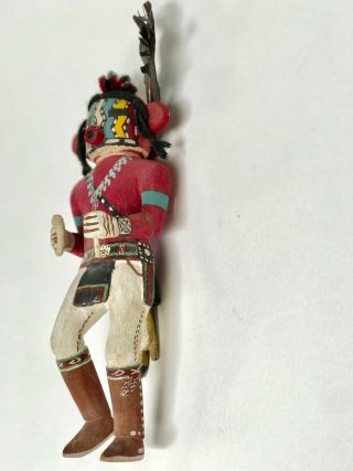 Great Antique / VTG Carved Painted KACHINA Figure HOPI ? w FEATHERS and YARN 4