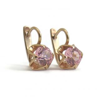 Vintage Pink Topaz Dangle Drop Earrings In 14k Pink Rose Gold,  4.  73 Grams