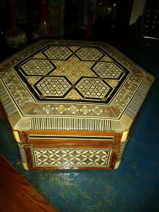 2 Vintage Middle Eastern Inlaid Marquetry Boxes