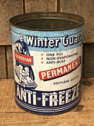 Rare Vintage Winter Guard Guardian Anti Freeze 1 Gallon Not Oil Can Sign