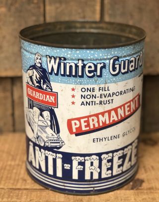 RARE Vintage WINTER GUARD Guardian Anti Freeze 1 Gallon Not Oil Can Sign 2