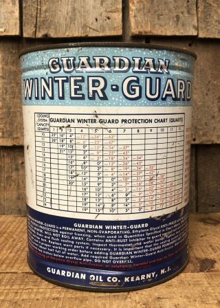 RARE Vintage WINTER GUARD Guardian Anti Freeze 1 Gallon Not Oil Can Sign 4