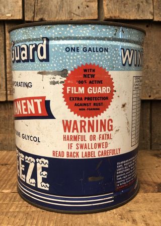 RARE Vintage WINTER GUARD Guardian Anti Freeze 1 Gallon Not Oil Can Sign 5