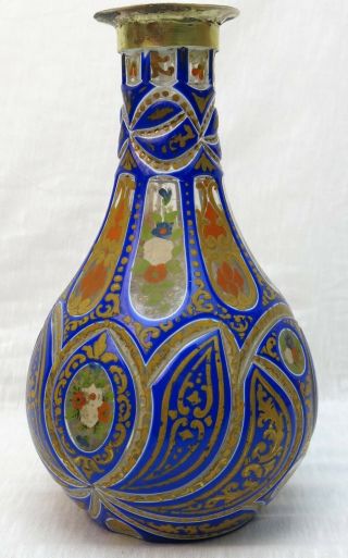 Fine Antique Bohemian Enameled Glass Islamic Turkish Ottoman Taste Hookah Base