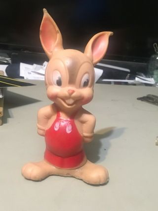 Vintage Sun Rubber Oswald Rabbit Squeak Toy Doll 1930s Rare