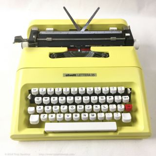 Yellow Olivetti Lettera 35 Vintage Typewriter