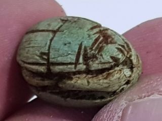 Fantastic Extremely Rare Ancient Egyptian Scarab Seal Pendant 300 Bc.  5,  7 Gr.  22mm