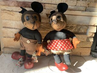 Knickerbocker Minnie And Mickey Mouse Antique With Tags