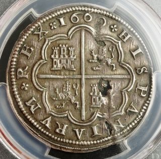 1660,  Spain,  Philip Iv.  Rare Milled Silver 4 Reales Coin.  Segovia Pcgs Au,