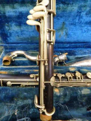 Vintage P.  Gerard Paris Wood Bass Clarinet w\case 8