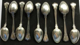 9 GORHAM CHANTILLY STERLING SILVER TEA SPOONS OLDER HALLMARKS 5 3/4” 255 GRAMS 4