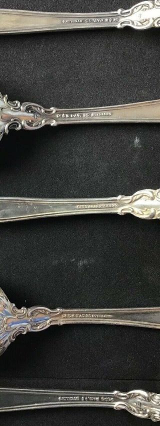 9 GORHAM CHANTILLY STERLING SILVER TEA SPOONS OLDER HALLMARKS 5 3/4” 255 GRAMS 7