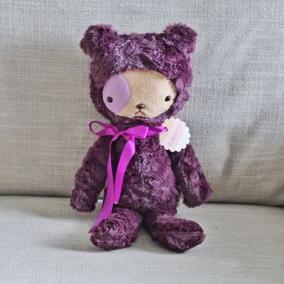 Bijoukitty Kawaii Teddy Bear In Dark Purple Minky - Large (rare)