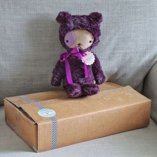 Bijoukitty Kawaii Teddy Bear in Dark Purple Minky - Large (RARE) 3