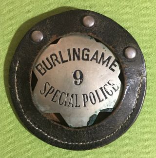 Vintage Obsolete Special Police Badge Burlingame Ca Leather Case & Bank Pouch