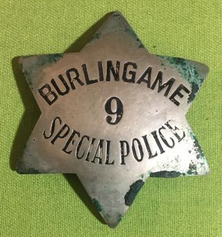 Vintage Obsolete Special Police Badge Burlingame CA Leather Case & Bank Pouch 2