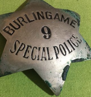 Vintage Obsolete Special Police Badge Burlingame CA Leather Case & Bank Pouch 3
