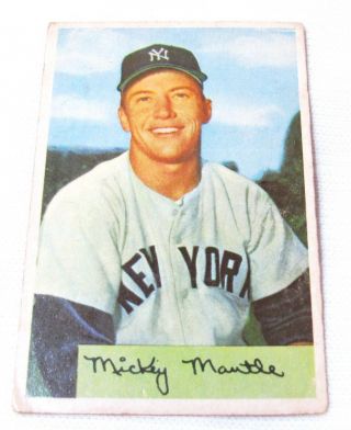 1954 - - Bowman - - Mickey Mantle - - No.  65 - - York Yankees - - Vintage Baseball Card