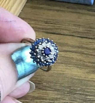 STUNNING VINTAGE 18CT GOLD & NATURAL MINED SAPPHIRES & DIAMONDS RING 2