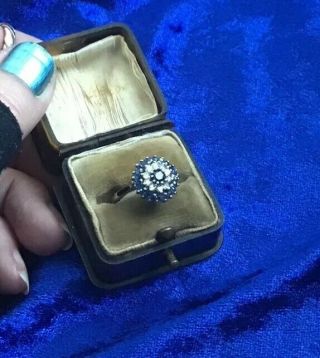 STUNNING VINTAGE 18CT GOLD & NATURAL MINED SAPPHIRES & DIAMONDS RING 3