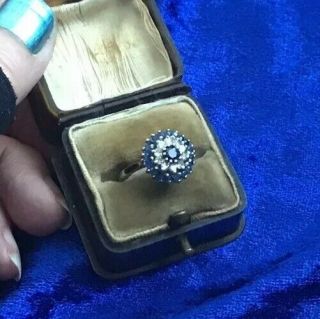 STUNNING VINTAGE 18CT GOLD & NATURAL MINED SAPPHIRES & DIAMONDS RING 5