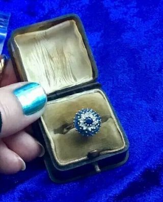 STUNNING VINTAGE 18CT GOLD & NATURAL MINED SAPPHIRES & DIAMONDS RING 7