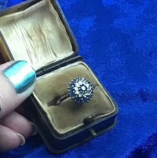 STUNNING VINTAGE 18CT GOLD & NATURAL MINED SAPPHIRES & DIAMONDS RING 8