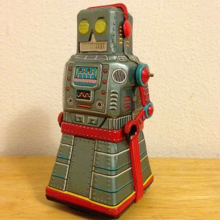Atom Robot,  made by Yonezawa,  Japan 1950 ' s,  rare tin toy robot from Golden Era 3