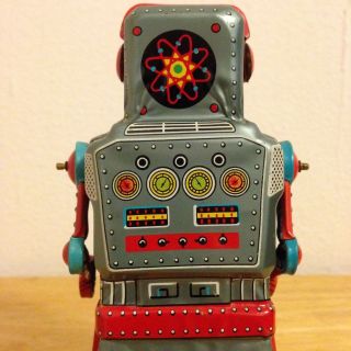 Atom Robot,  made by Yonezawa,  Japan 1950 ' s,  rare tin toy robot from Golden Era 5